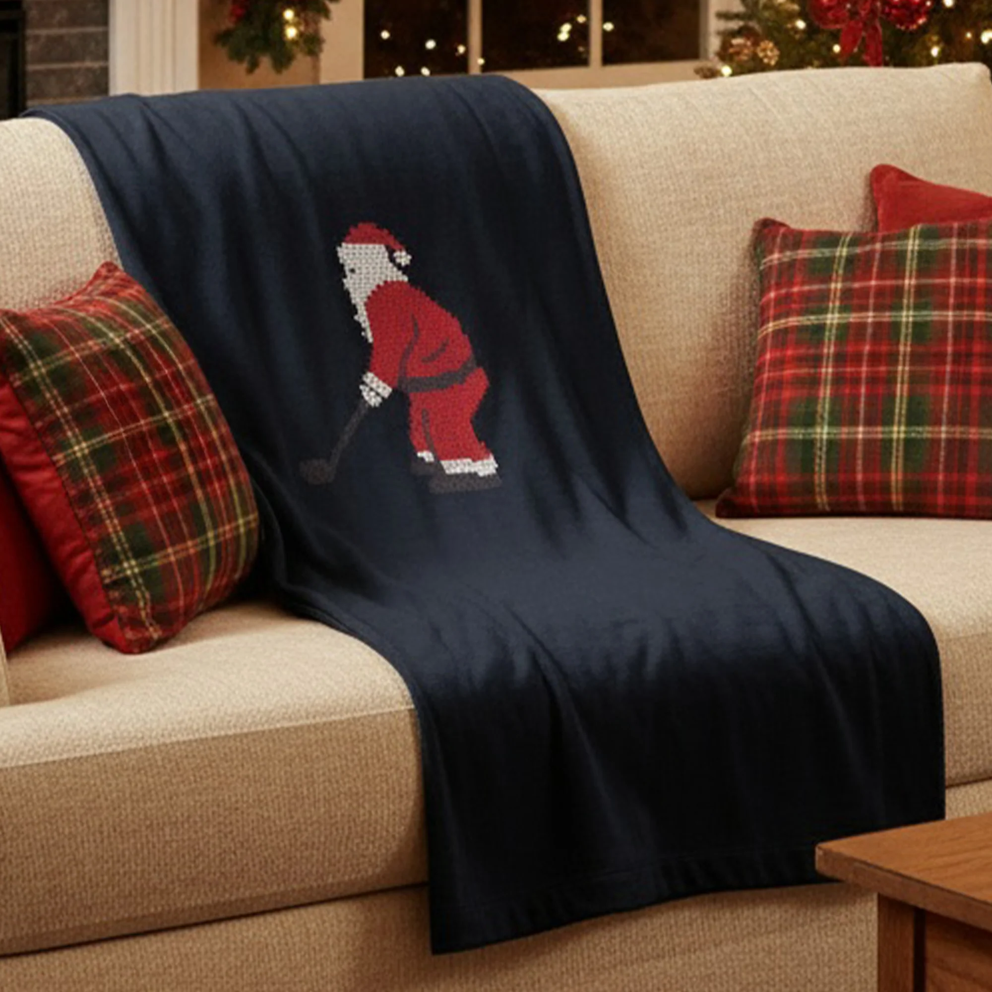 The Golfing Santa Premium Fleece Blanket - Image 4