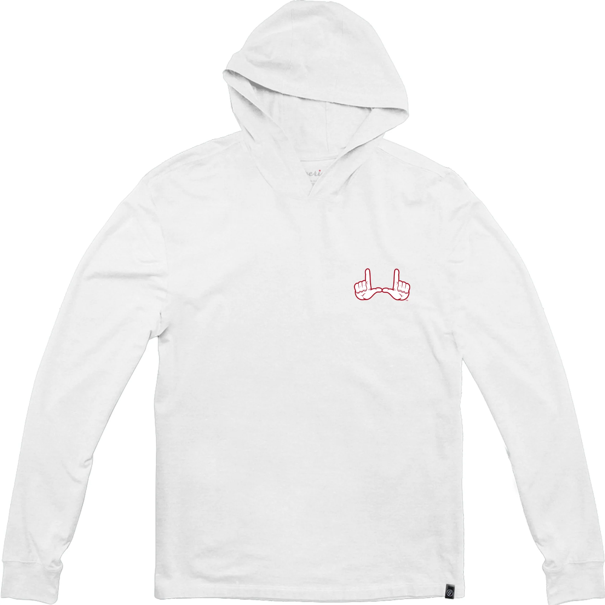 University of Utah "Hand Sign with Circle & Feather" Long Sleeve Hooded T-Shirt - Image 5